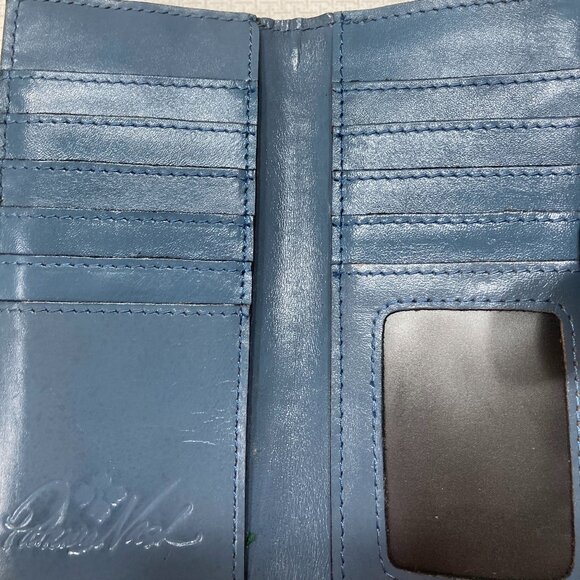 GUC Patricia Nash Blue Leather with Silver inlay Bifold Wallet - Picture 7 of 8